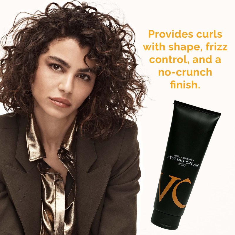 VICIOUS CURL Anti-Gravity Styling Cream – No-Crunch Curl Defining Cream for Wavy & Curly Hair, Curl Types 2A 2B 2C 3A 3B 3C, CGM Approved – Frizz Control, Lightweight Hold, Leave-In Cream, 6 Fl Oz