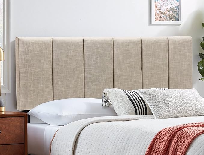 Yongchuang Upholstered Queen Headboard Linen Headboard for Queen Size Bed Adjustable Height Modern Head Board Panel Oatmeal