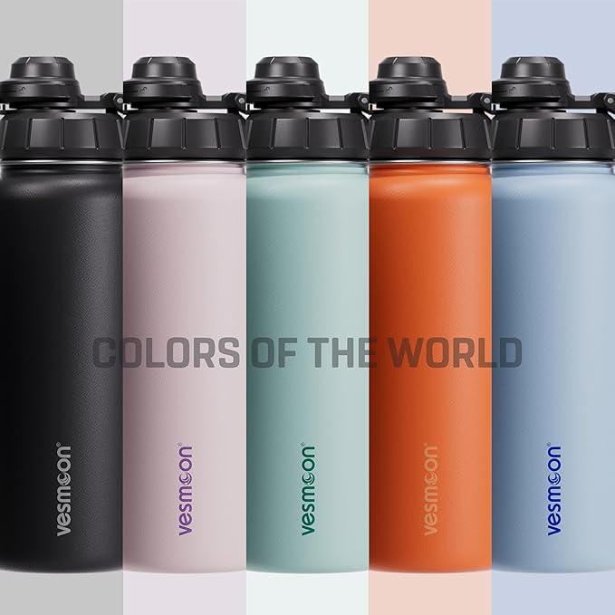Vesmoon Vessence 32 Oz Stainless Steel Tea Infuser Bottle for Loose Leaf Tea, Water, Herbs, Fruits - Triple Layered Insulated, Leak Proof Bottle with Lid and Clip Handle - 24 Hours Hot/Cold