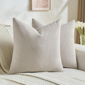 FUTEI Oatmeal Decorative Throw Pillow Covers 16x16 Inch Set of 2,Soft Cozy Wheat Ear Striped Patterns Cushion Cases,Modern Home Decor for Couch Bed Living Room