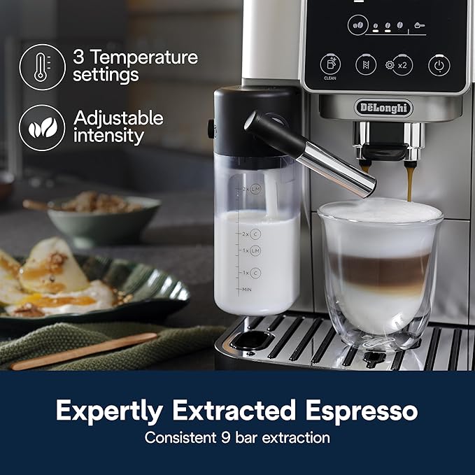 De'Longhi Magnifica Start Automatic Espresso Machine with Auto Milk Frother & Built in Grinder - 5 One-Touch Recipes, Easy-to-Clean, Home Barista Coffee Maker for Lattes, Cappuccino, Iced Coffee