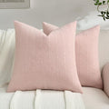 FUTEI Pink Chenille Throw Pillow Covers 18x18 Inch Set of 2,Soft Striped & Diamond Textured Cushion Cases,Modern Home Decor for Couch Living Room