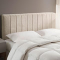 Upholstered Full Headboard - Easy Assemble Channel Stitched Headboard Full Size - Wall Mounted Headboards with 3D Soundproof Wall Panels Peel & Stick Floating Headboards, Beige