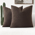 FUTEI Pack of 2 Dark Coffee Decorative Throw Pillow Covers 22x22 Inch Soft Cozy Solid Boucle Textured Cushion Case,Modern Home Decor for Couch Bed Living Room