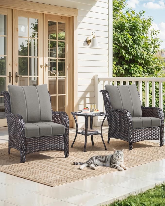 Luxury 24x24x6 Inch Kitty Outdoor Cushions for 5 Peice Patio Furniture Set - Set of 5 Water-Resistant Pillow for Dining Rocking Swivel Chairs Loveseat Couch Sectional Sofa - Grey