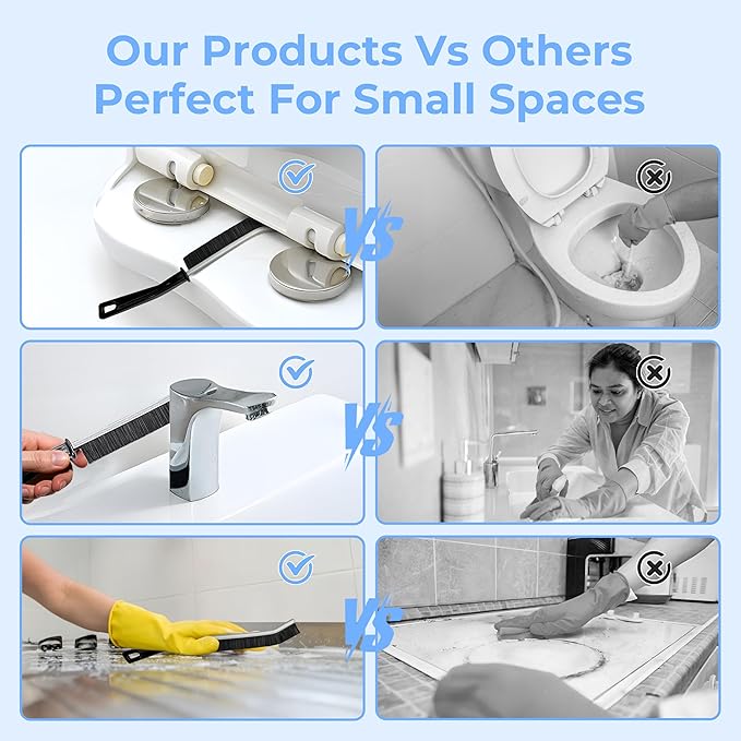 Crevice Cleaning Brush, Hard-Bristled Gap Scrub Brush, Toilet Gap Cleaning Brush Tool, for Scrub Small Spaces, Kitchen, Bathroom, Corner, Grout, Sink, Window Tracks, Hinges, 6pcs