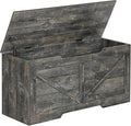 HOOBRO Storage Bench, 39.4” Retro Wooden Storage Chest with U-Shaped Cut-Out Pull, Safety Hinge, Supports 220 lb and Easy Assembly for Toy Box Organizer (Vintage Gray) VP771CW01