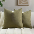 FUTEI Olive Green Chenille Throw Pillow Covers 24x24 Inch Set of 2,Soft Wide Chevron Textured European Pillow Shams,Farmhouse Home Decor for Couch Bed Living Room