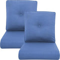 Outdoor Wicker Chair Cushions 2 Packs - Outside High Back Thick Water-Resistant Cushion 22x24 with Zipper Cover for Patio Glider Rocking Chairs Loveseat Couch – Blue/Buckle
