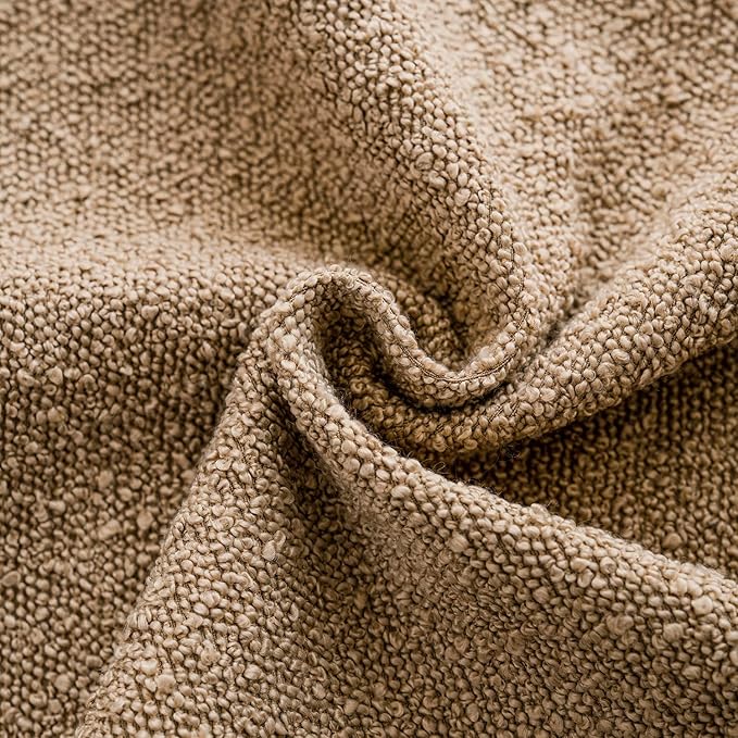 Foindtower Set of 2, Decorative Textured Boucle Throw Pillow Covers Accent Solid Pillow Cases Soft Cozy Couch Cushion Case for Chair Sofa Bedroom Living Room Home Decor 26 x 26 Inch Taupe Khaki Camel