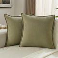 FUTEI Olive Green Chenille Throw Pillow Covers 16x16 Inch Set of 2,Edges Double-Stitched Cushion Cases,Modern Home Decor for Couch Living Room