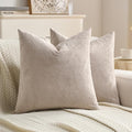 FUTEI Oatmeal Velvet Throw Pillow Covers 22x22 Inch Set of 2,Soft Embossed Leaf-Relief Textured Cushion Cases,Natural Home Decor for Couch Living Room