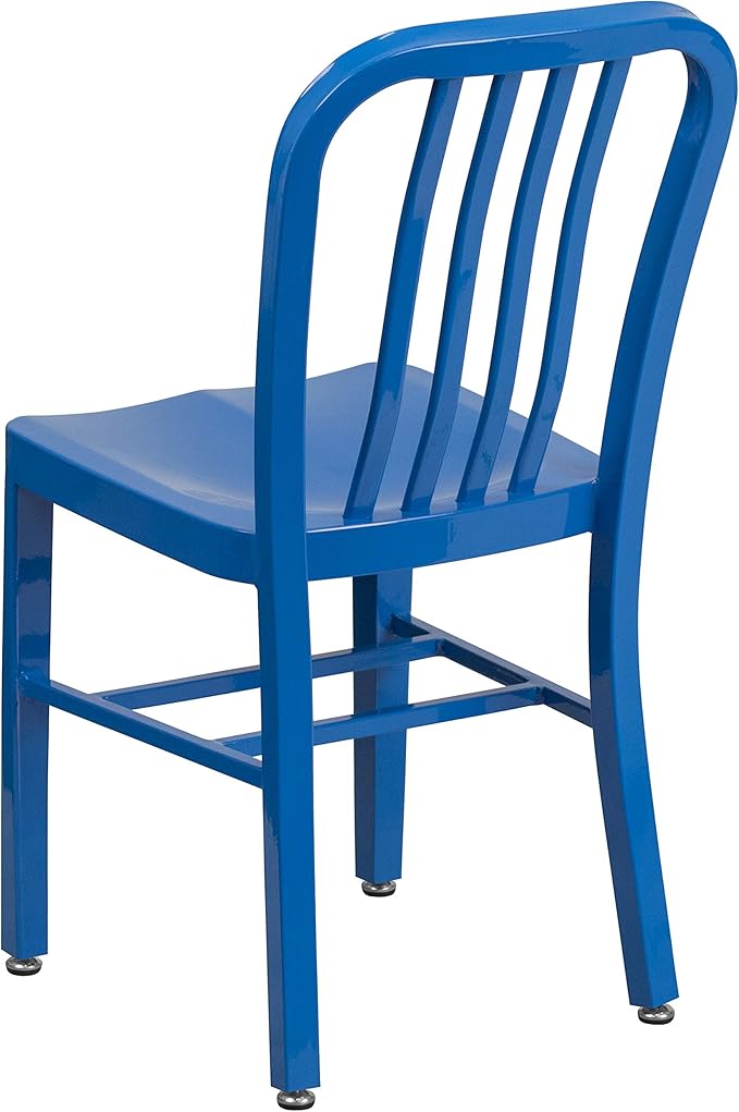 Flash Furniture Gael Commercial Grade 2 Pack Blue Metal Indoor-Outdoor Chair