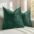 FUTEI Christmas Dark Green Flannel Throw Pillow Covers 20x20 Inch Set of 2,Soft Dimensional Textured Cushion Cases,Modern Home Decor for Couch Living Room