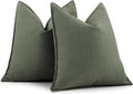 ZWJD Army Green Pillow Covers 26x26 Set of 2 Chenille Throw Pillow Covers with Elegant Design Soft and Luxurious Decorative Throw Pillows for Couch, Bed, and Home Decor