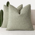 Foindtower Set of 2, Decorative Textured Boucle Throw Pillow Covers Accent Solid Pillow Cases Neutral Soft Couch Cushion Case for Chair Sofa Bedroom Living Room Home Decor 24x24Inch Dirty Sage Green