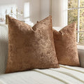 FUTEI Dark Brown Flannel Throw Pillow Covers 18x18 Inch Set of 2,Soft Dimensional Textured Cushion Cases,Modern Home Decor for Couch Living Room