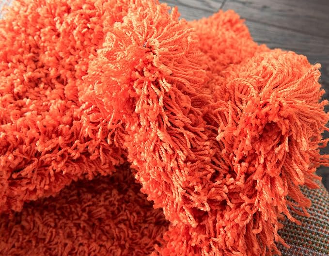 Unique Loom Solid Shag Collection Area Rug (2' 6" x 13' 1" Runner, Tiger Orange)