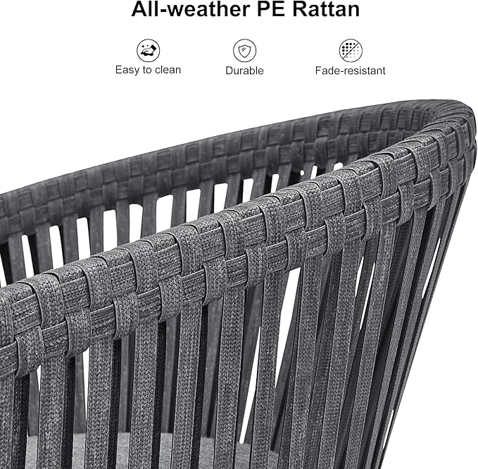 PURPLE LEAF 9 Pieces Outdoor Dining Set with Patio Aluminium Square Dining Table and Wicker Rattan Chairs Modern Furniture Cushions Sets for Backyard Indoor Decor Kitchen Grey