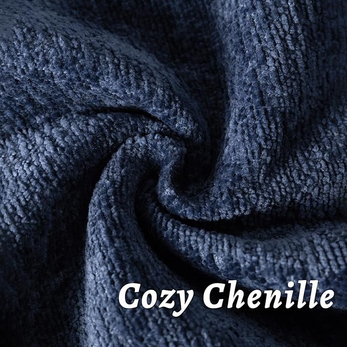 Navy Blue Decorative Throw Pillow Covers 20x20 Inch Set of 2 Cozy Soild Chenille Cushion Cases Soft Textured Square Couch Pillows Cover Boho Accent Farmhouse Pillowcases for Sofa Bed