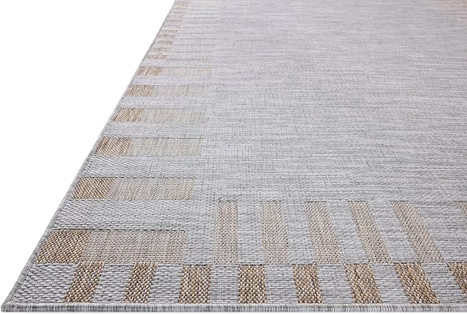 Loloi Amber Lewis Topanga Collection TOP-08 Silver/Natural 5'-3" x 7'-6" Indoor/Outdoor Area Rug