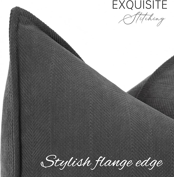 ZWJD Rustic Gray Pillow Covers 12x20 Set of 2 Chenille Throw Pillow Covers with Elegant Design Soft and Luxurious Decorative Throw Pillows for Couch, Bed, and Home Decor