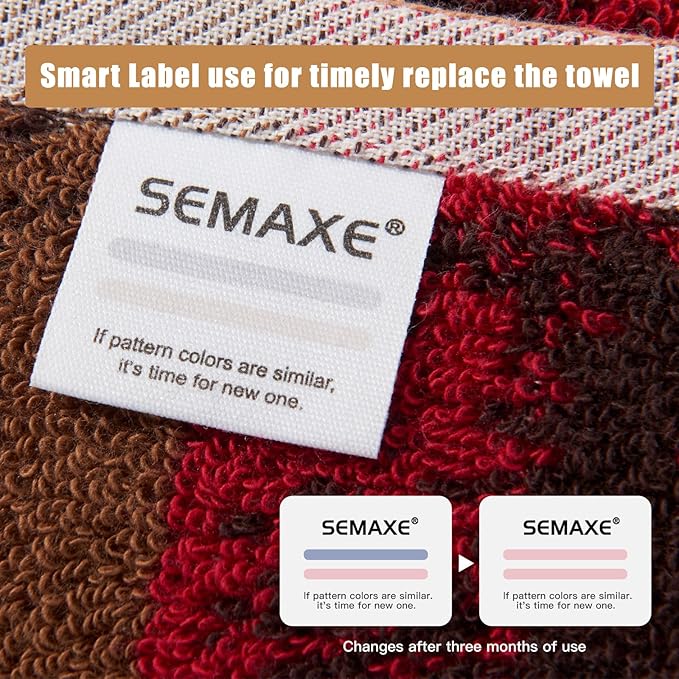SEMAXE 18-Pack Bath Towel Set Include 6 Bath Towels, 6 Hand Towels, 6 Wash Cloths, 100% Cotton Bathroom Towels with Hanging Loops and Nano-Bio Lifecycle Labels, Colorful Towel - Sunset Collection