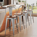 Aklaus Swivel Metal Bar Stools with Backs Counter Stools Set of 4 Counter Height Stools High Back Bar Chairs 26 Inches Barstools Farmhouse Silver