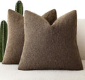 Foindtower Pack of 2 Textured Boucle Throw Pillow Covers Accent Solid Decorative Pillow Cases Cozy Woven Couch Cushion Case for Sofa Bedroom Living Room Home Decor 20x20 Inch Chocolate