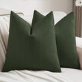 FUTEI Christmas Dark Green Chenille Decorative Throw Pillow Covers 26x26 Inch Set of 2,Soft Cozy Striped Geometric Patterns Euro Pillow Shams,Modern Home Decor for Couch Bed Living Room