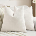 FUTEI Cream Chenille Decorative Throw Pillow Covers 22x22 Inch Set of 2,Soft Cozy Striped Geometric Patterns Cushion Cases,Modern Home Decor for Couch Bed Living Room