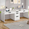 Two Person Desk with 5 Drawers, Double Desk with Storage for 2 People, 78 Inch Extra Long Computer Desk Workstation with File Drawer for Home Office, White