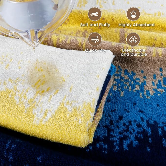 SEMAXE 4-Pack Luxury Bath Towels for Bathroom, 100% Cotton, Soft, Absorbent, and Quick-Drying, 55"x27", Colorful, Perfect for Hotels, Gyms, and Spas