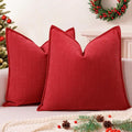 ZWJD Christmas Pillow Covers 18x18 Set of 2 Chenille Throw Red Cushion Covers with Elegant Design Soft and Luxurious Decorative Pillows for Couch, Bed, and Christmas Decor