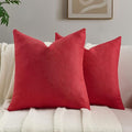 FUTEI Christmas Red Chenille Throw Pillow Covers 20x20 Inch Set of 2,Soft Wide Chevron Textured Cushion Case,Farmhouse Home Decor for Couch Bed Living Room