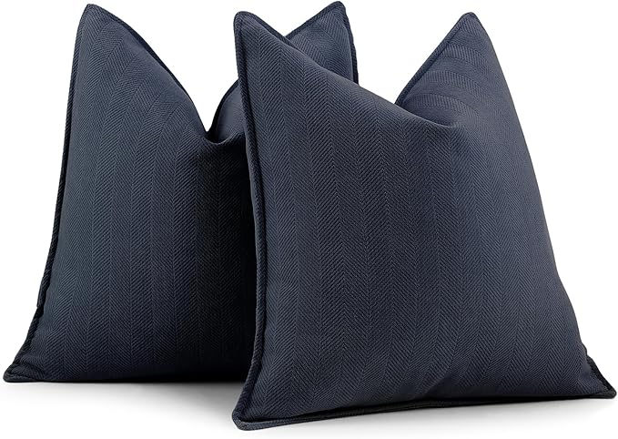 ZWJD Navy Pillow Covers 22x22 Set of 2 Chenille Throw Pillow Covers with Elegant Design Soft and Luxurious Decorative Throw Pillows for Couch, Bed, and Home Decor