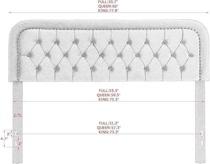 Tufted Upholstered Headboard,Button Solid Wood HeadBoards with Adjustable Height,Modern Performance Velvet Bed Head Boards,Easy Install&Nailhead (Black, King)