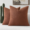 FUTEI Pack of 2 Rust Decorative Throw Pillow Covers 20x20 Inch Soft Cozy Solid Boucle Textured Cushion Case,Modern Home Decor for Couch Bed Living Room