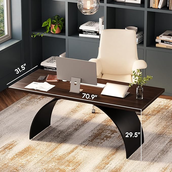 homary 70.9" Industrial Style Desk, Office Writing Desk Walnut Desk Modern Computer Desk Home & Office Furniture Modern Computer Desk