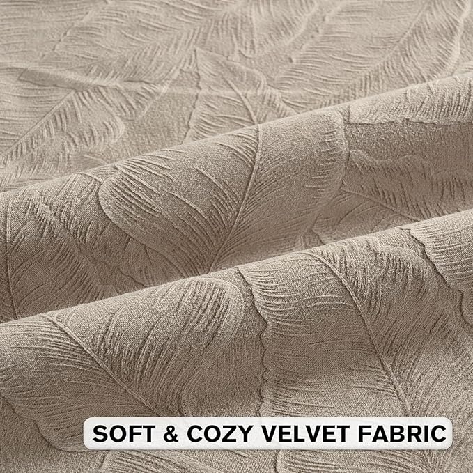 FUTEI Oatmeal Velvet Throw Pillow Covers 22x22 Inch Set of 2,Soft Embossed Leaf-Relief Textured Cushion Cases,Natural Home Decor for Couch Living Room