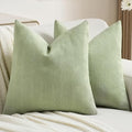 FUTEI Sage Green Chenille Decorative Throw Pillow Covers 16x16 Inch Set of 2,Soft Cozy Striped Geometric Patterns Cushion Case,Modern Home Decor for Couch Bed Living Room