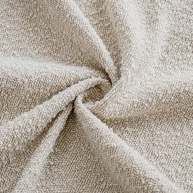 Foindtower Set of 2, Decorative Textured Boucle Throw Pillow Covers Accent Solid Pillow Cases Neutral Cozy Couch Cushion Case for Chair Sofa Bedroom Living Room Home Decor 26 x 26 Inch Ivory Beige