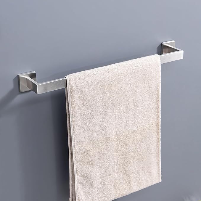 10-Piece Bathroom Hardware Kit - Brushed Finish SUS304 Stainless Steel Set, Featuring 2 x 23.6 Towel Bars, 2 Towel Rings, 2 Toilet Paper Holders & 4 Towel Hooks (Brushed Stainless) (Brushed Finish)