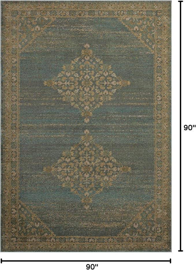 Loloi Magnolia Home by Joanna Gaines Mona Collection MOA-04 Aqua/Wheat 7'-6" x 7'-6" Round Area Rug