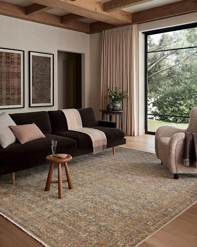 Loloi Amber Lewis Molly Collection MOL-02 Denim/Gold 2'-7" x 7'-9" Low Pile Runner Rug