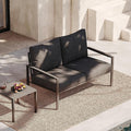 Sundale Outdoor 2 Pieces Patio Set Outdoor Metal Furniture Sets with Loveseat and Side Table, Outdoor Patio Couch for Garden, Backyard, Porch, or Balcony, All-Weather Patio Sofa with Cushions