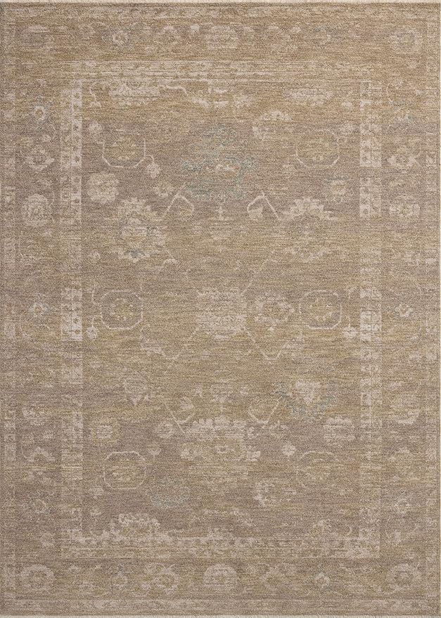 Loloi Chris Loves Julia Louisa Collection LOI-04 Taupe/Gold 9'-6" x 9'-6", .38" Pile Height, Round Area Rug