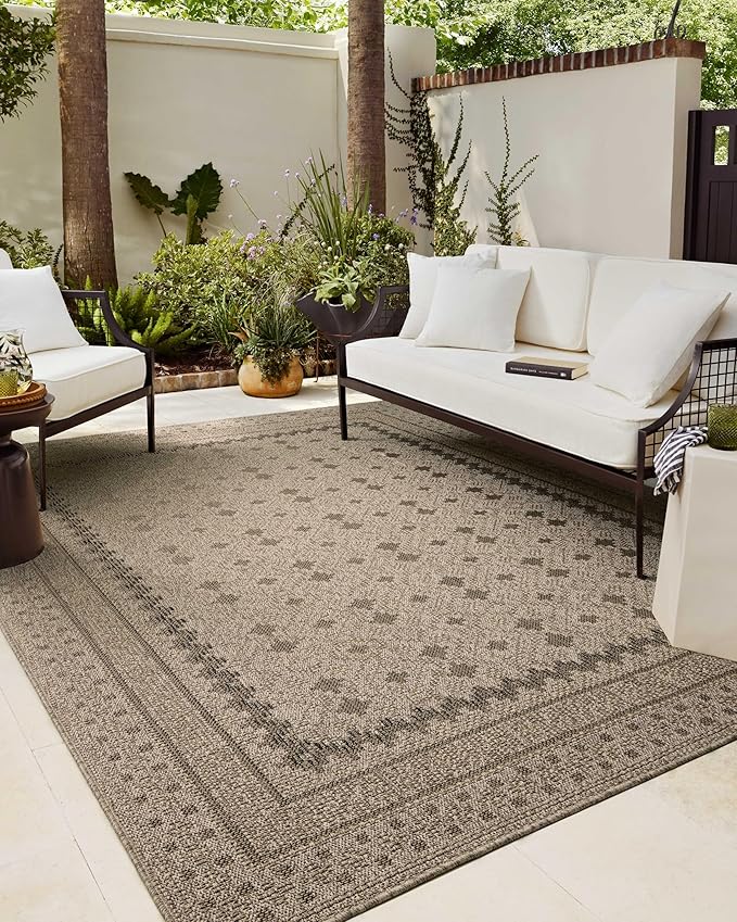 Loloi Chris Loves Julia Providence Collection PRC-06 Charcoal/Dove 6'-3" x 9'-2", .12" Pile Height, Indoor/Outdoor Area Rug