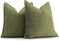 ZWJD Olive Green Pillow Covers 24x24 Set of 2 Chenille Throw Pillow Covers with Elegant Design Soft and Luxurious Decorative Throw Pillows for Couch, Bed, and Home Decor