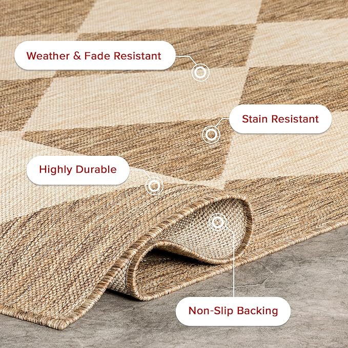 nuLOOM Outdoor Performance Collection Sabina Brown/Ivory, 5' x 8', Soft and Cozy, High Traffic, Stain Resistant, Easy Clean, Durable Area Rug for Indoor/Outdoor Patio, Deck, Porch, Garden, Courtyard